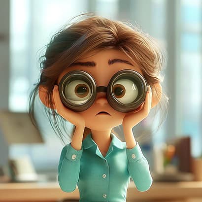 דמות מצוירת מבולבלת עם משקפיים ענקיים – המחשה ויזואלית לחיפוש אחר כיוון בעזרת אימון אישי