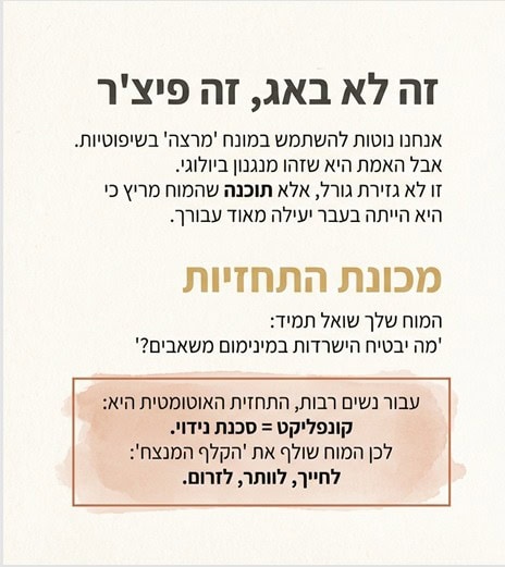 טקסט מעוצב המסביר כי ריצוי הוא תוכנה מוחית יעילה מהעבר ולא גזירת גורל.